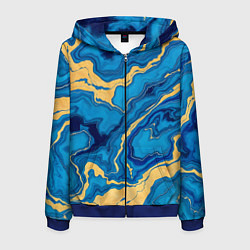 Мужская толстовка на молнии Синий мрамор с золотом