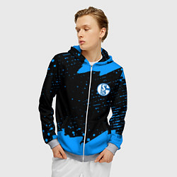Толстовка 3D на молнии мужская Schalke 04 fc blue color, цвет: 3D-меланж — фото 2