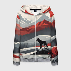 Мужская толстовка на молнии Лиса и красные горы