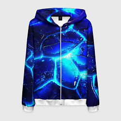 Толстовка 3D на молнии мужская Синие плиты лед, цвет: 3D-белый