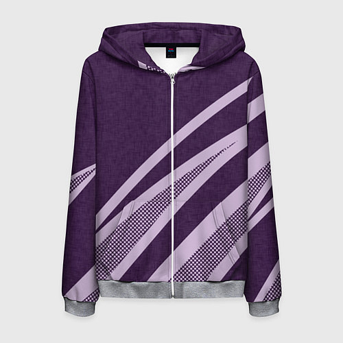 Мужская толстовка на молнии Фиолетовый абстрактный с полосой / 3D-Меланж – фото 1