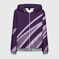Мужская толстовка на молнии Фиолетовый абстрактный с полосой