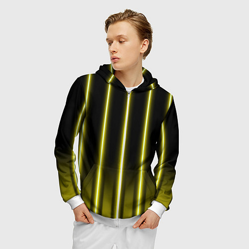 Мужская толстовка на молнии Neon yellow / 3D-Белый – фото 3