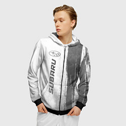 Толстовка 3D на молнии мужская Subaru - white gradient по-вертикали, цвет: 3D-черный — фото 2