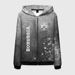 Толстовка 3D на молнии мужская Borussia - grey gradient вертикально, цвет: 3D-черный