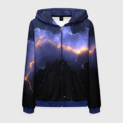 Толстовка 3D на молнии мужская Молния в фиолетовом небе текстура, цвет: 3D-синий