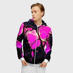 Толстовка 3D на молнии мужская Розовые пятна в текстуре, цвет: 3D-белый — фото 2