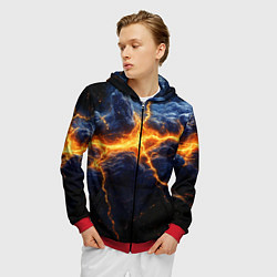 Толстовка 3D на молнии мужская Молнии в разбитом небе, цвет: 3D-красный — фото 2