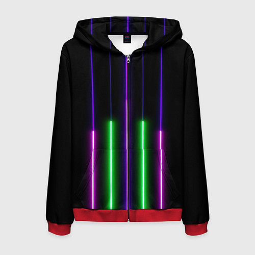 Мужская толстовка на молнии Color Purple green pink / 3D-Красный – фото 1