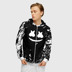Толстовка 3D на молнии мужская Marshmello брызги красок, цвет: 3D-белый — фото 2