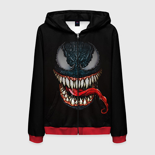 Мужская толстовка на молнии Веном зубастый / 3D-Красный – фото 1