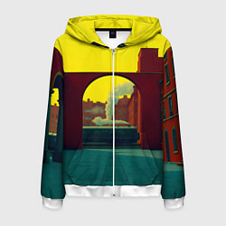 Толстовка 3D на молнии мужская Арт с поездом, цвет: 3D-белый