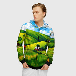 Толстовка 3D на молнии мужская Русская деревенька, цвет: 3D-черный — фото 2