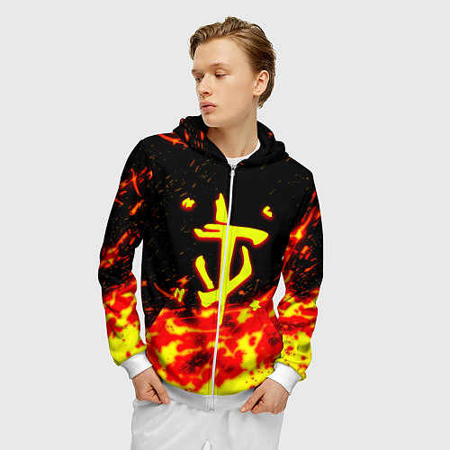 Мужская толстовка на молнии Doom огненное лого / 3D-Белый – фото 3