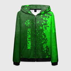 Толстовка 3D на молнии мужская Nightwish - green gradient по-вертикали, цвет: 3D-черный