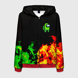 Толстовка 3D на молнии мужская Амонг ас огненная текстура, цвет: 3D-красный