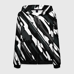 Мужская толстовка на молнии Разводы белым на черном