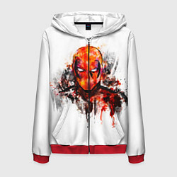 Толстовка 3D на молнии мужская Дэдпул краски, цвет: 3D-красный