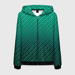 Толстовка 3D на молнии мужская Градиент текстурный бирюзовый с затемнением, цвет: 3D-черный