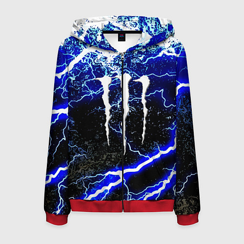 Мужская толстовка на молнии Monster storm energy / 3D-Красный – фото 1