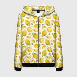 Толстовка 3D на молнии мужская Сочные лимоны - паттерн, цвет: 3D-черный