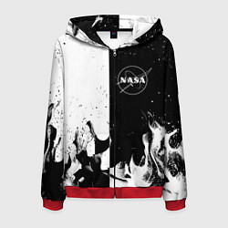 Мужская толстовка на молнии Nasa черно белый огонь