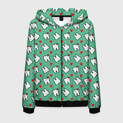 Толстовка 3D на молнии мужская Довольные зубы, цвет: 3D-черный