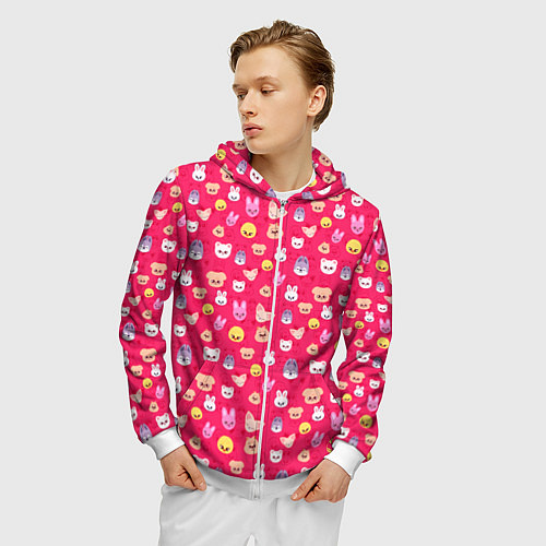 Мужская толстовка на молнии Skzoo pattern pink / 3D-Белый – фото 3