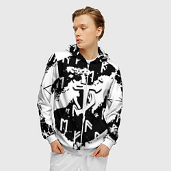 Толстовка 3D на молнии мужская Doom символы краски, цвет: 3D-белый — фото 2