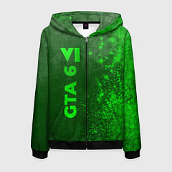 Толстовка 3D на молнии мужская GTA 6 - green gradient по-вертикали, цвет: 3D-черный
