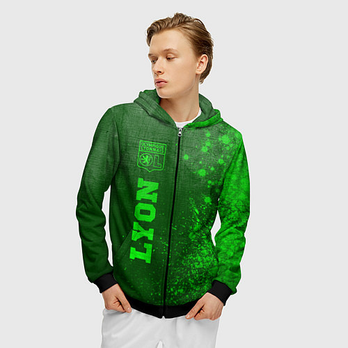 Мужская толстовка на молнии Lyon - green gradient по-вертикали / 3D-Черный – фото 3