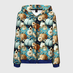 Толстовка 3D на молнии мужская Маленькие тыковки, цвет: 3D-синий