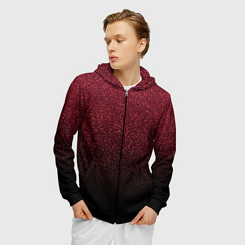 Мужская толстовка на молнии Амарантовый градиент крошка / 3D-Черный – фото 3