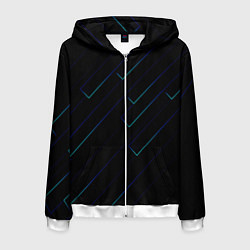 Толстовка 3D на молнии мужская Color blue black, цвет: 3D-белый
