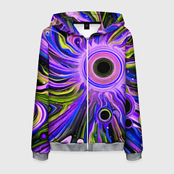 Толстовка 3D на молнии мужская Абстрактный неоновый космос - чёрная дыра, цвет: 3D-меланж