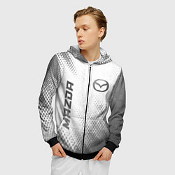 Толстовка 3D на молнии мужская Mazda - white gradient вертикально, цвет: 3D-черный — фото 2