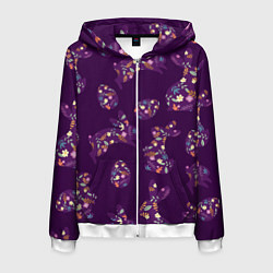 Толстовка 3D на молнии мужская Кролики и яйца, цвет: 3D-белый