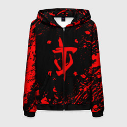 Толстовка 3D на молнии мужская Doom красные краски, цвет: 3D-черный