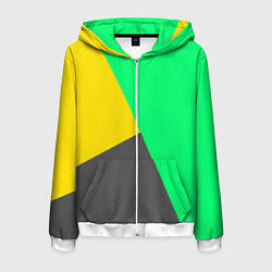 Толстовка 3D на молнии мужская Жёлто-серо-зелёный трёхцветный, цвет: 3D-белый