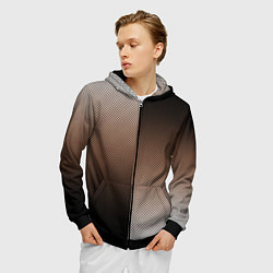 Толстовка 3D на молнии мужская Чёрно-коричневый текстурный градиент пополам, цвет: 3D-черный — фото 2