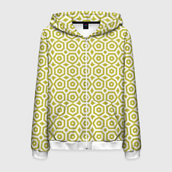 Толстовка 3D на молнии мужская Оливковый арт деко на белом фоне, цвет: 3D-белый