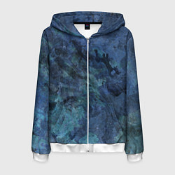 Мужская толстовка на молнии Абстракция - dark blue sea stone