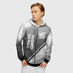 Толстовка 3D на молнии мужская Tokyo Ghoul - grey gradient вертикально, цвет: 3D-черный — фото 2