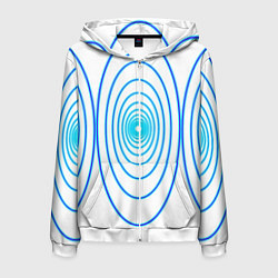 Толстовка 3D на молнии мужская Овалы с свечением, цвет: 3D-белый