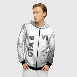 Толстовка 3D на молнии мужская GTA 6 - white gradient вертикально, цвет: 3D-черный — фото 2