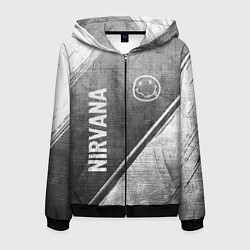 Толстовка 3D на молнии мужская Nirvana - grey gradient вертикально, цвет: 3D-черный