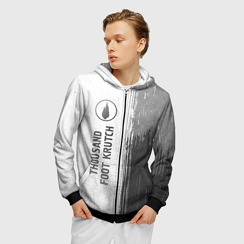 Мужская толстовка на молнии Thousand Foot Krutch - white gradient по-вертикали / 3D-Черный – фото 3