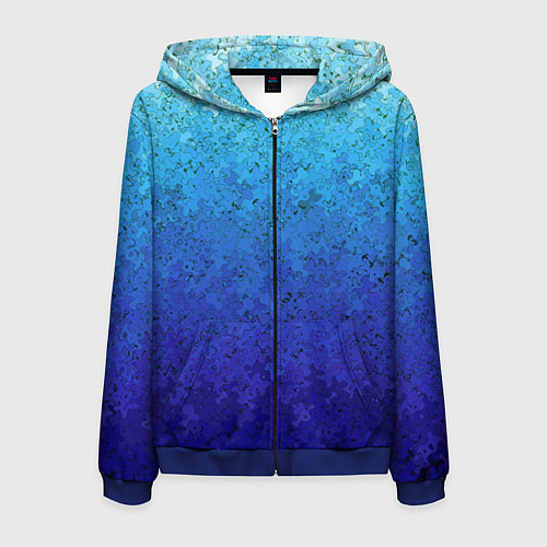 Мужская толстовка на молнии Сине-голубой градиент текстура / 3D-Синий – фото 1