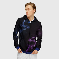 Толстовка 3D на молнии мужская Color black blue pink, цвет: 3D-синий — фото 2