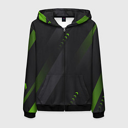 Толстовка 3D на молнии мужская Color black green, цвет: 3D-черный